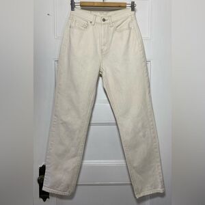 UNIF High Rise Straight Leg 5-Pocket Jeans in Ivory Neutral Size 26